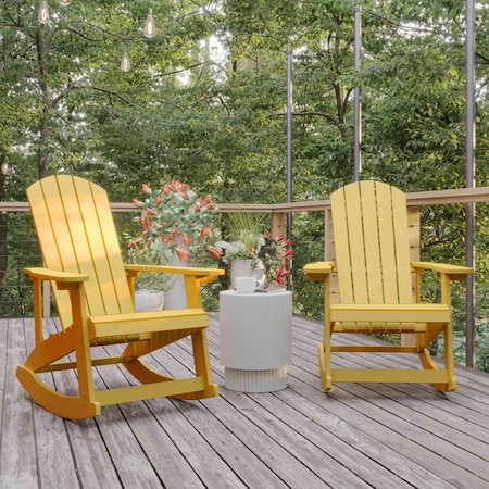 Flash Furniture White Poly Resin Adirondack Rocking Chairs, 2PK JJ-C14705-YLW-2-GG